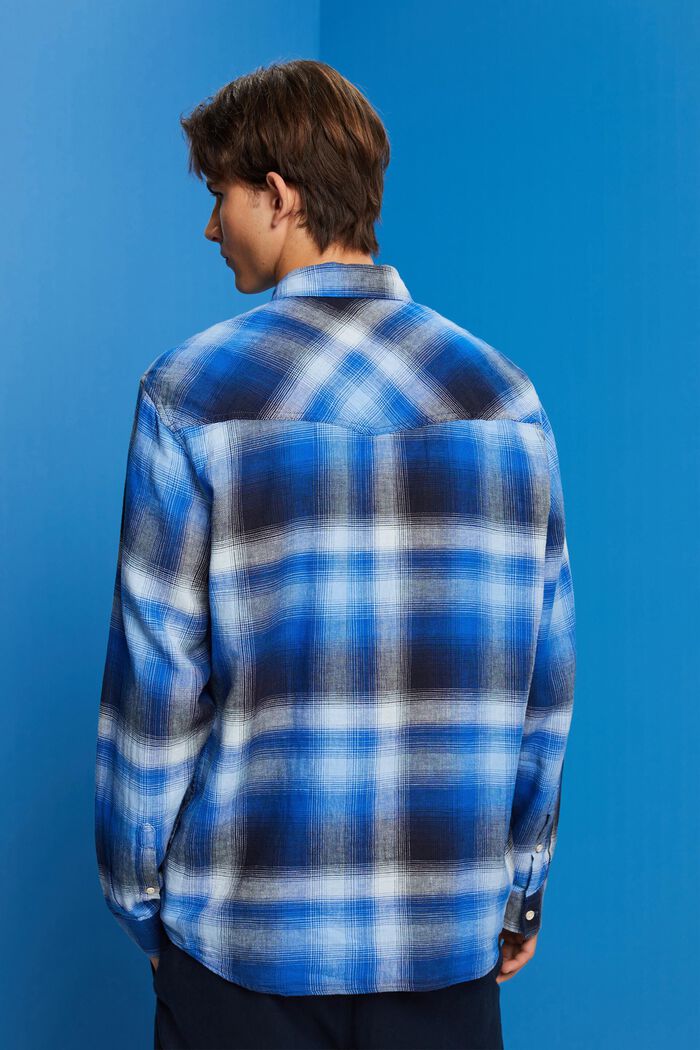 코튼, 삼 혼방 소재의 타탄 체크 셔츠, BLUE, detail image number 3